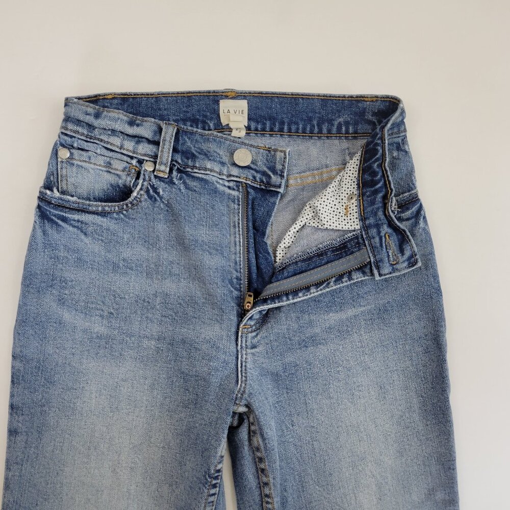 La Vie Rebecca Taylor High Rise Cropped Flare Raw Fray Hem Jean - Picture 7 of 12